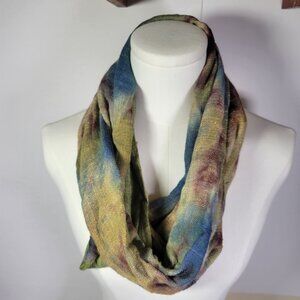 Rising Tide Hand-Dyed Green & Multicolor Rayon Infinity Scarf